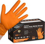 TitanFlex Heavy Duty Industrial Orange Nitrile Gloves, 8-mil, Gloves Disposable Latex Free with Raised Diamond Texture Grip, Powder Free, Rubber Glove, Mechanic Gloves,50-ct Box (Small)