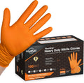 TitanFlex Heavy Duty Industrial Orange Nitrile Gloves, 8-mil, Gloves Disposable Latex Free with Raised Diamond Texture Grip, Powder Free, Rubber Glove, Mechanic Gloves,50-ct Box (Small)