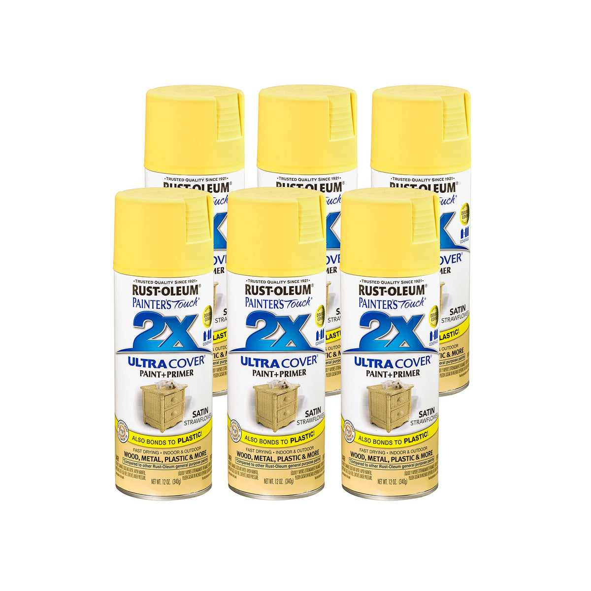 Rust-Oleum 334023-6PK Painter's Touch 2X Ultra Cover Spray Paint, 12 oz, Gloss Almond, 6 Pack