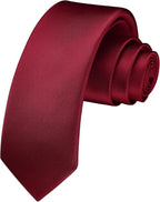 HISDERN Skinny Tie Solid Color 6cm Slim Ties for Men Wedding Classic Formal Business Necktie