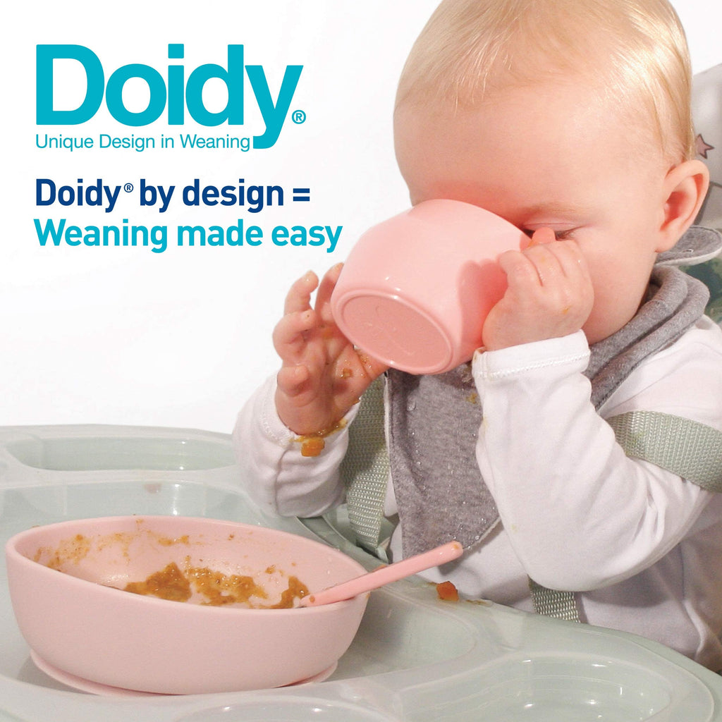 Doidy Cup, Open Cup for Training Baby 6 Months-3 Years, 200ml, Slanted Weaning Cup with Handles for Learning to Drink, BPA Free (Orange)
