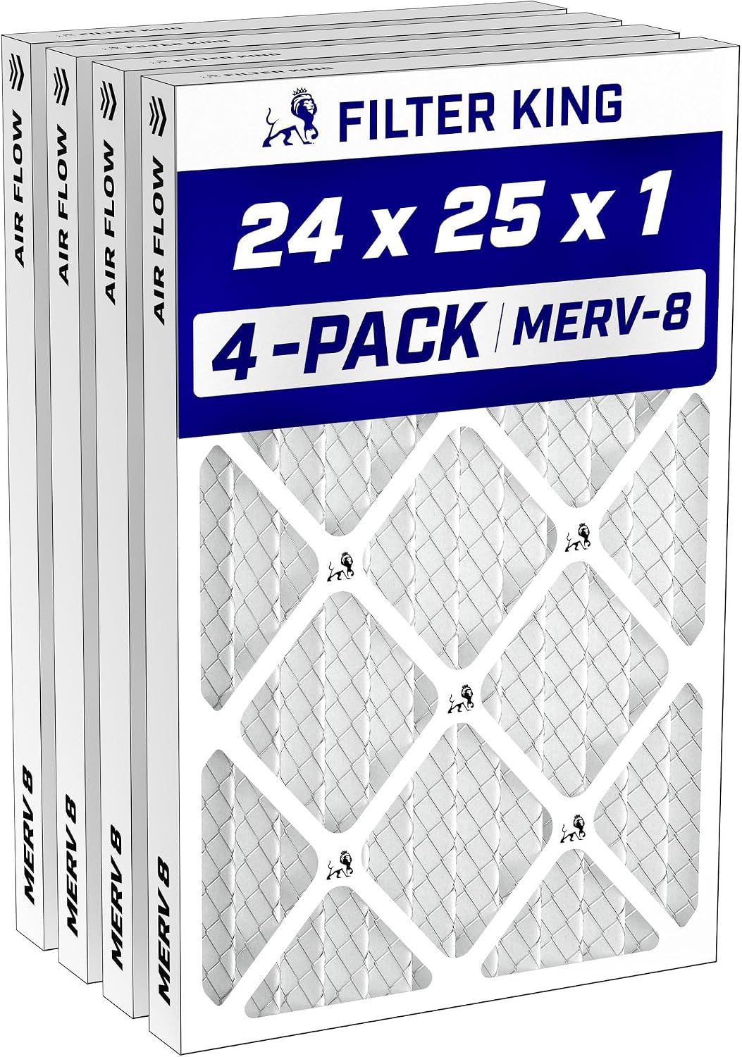 Filter King 24x30x1 Air Filter MERV 8, AC Furnace Filters (4-Pack)