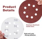 S SATC Sanding Discs 60 Grit 110Pcs Orbital Sander Discs 125mm Hook and Loop Round Orbital Sander Pads for Sanding