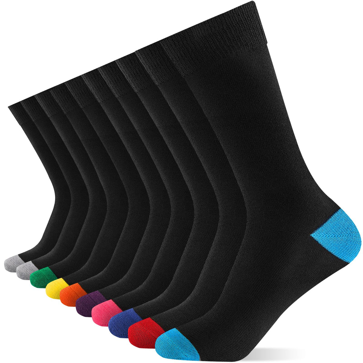 Cirorld 6/10 Pairs Mens Black Socks, Breathable Causal Cotton Socks Men