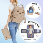 Dikaslon Baby Changing Bag Backpack, Large Nappy Back Pack Multifunction Baby Bags with Portable Changing Mat, Pacifier Holder, and Stroller Straps, for Mom and Dad