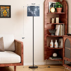 Ambimall Floor Lamp for Living Room with Smart Light Bulb, RGB + Stepless Dimmable Colors Temperature & Brightness(White Shade & Black Pole)
