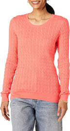 Amazon Essentials Women's Lightweight Cable Knit Long-Sleeve Crewneck Jumper (Available in Plus Size)