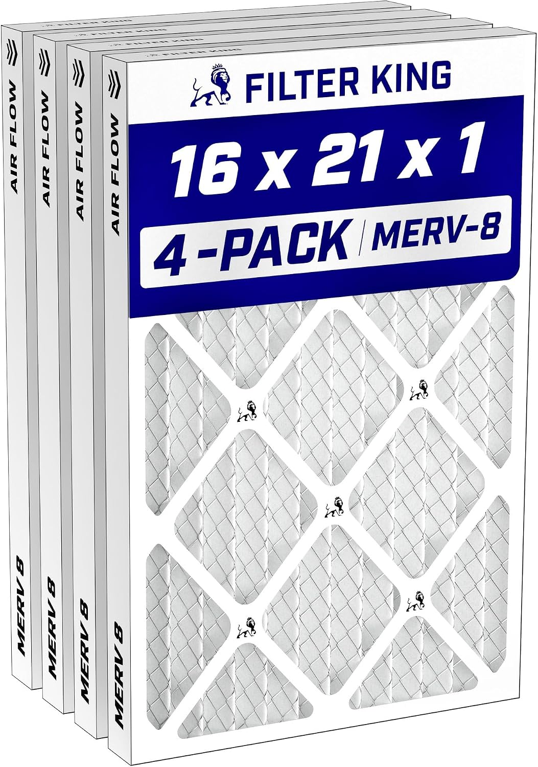 Filter King 24x30x1 Air Filter MERV 8, AC Furnace Filters (4-Pack)