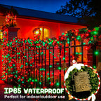 Christmas Lights Outdoor Battery Operated String Lights Total 100LED 33Ft with Timer 8 Modes 16.4Ft*2 Waterproof Outdoor Indoor for Christmas Decor, Warm White, 2-Pack