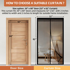 METAONLY Magnetic Screen Door Mesh, Works for Patio, Sliding Door, Keeps Bug Mosquito Out, Fresh Air Flow, Fits 32" x 80" Door - Curtain Size 34" x 82", Black with Lace