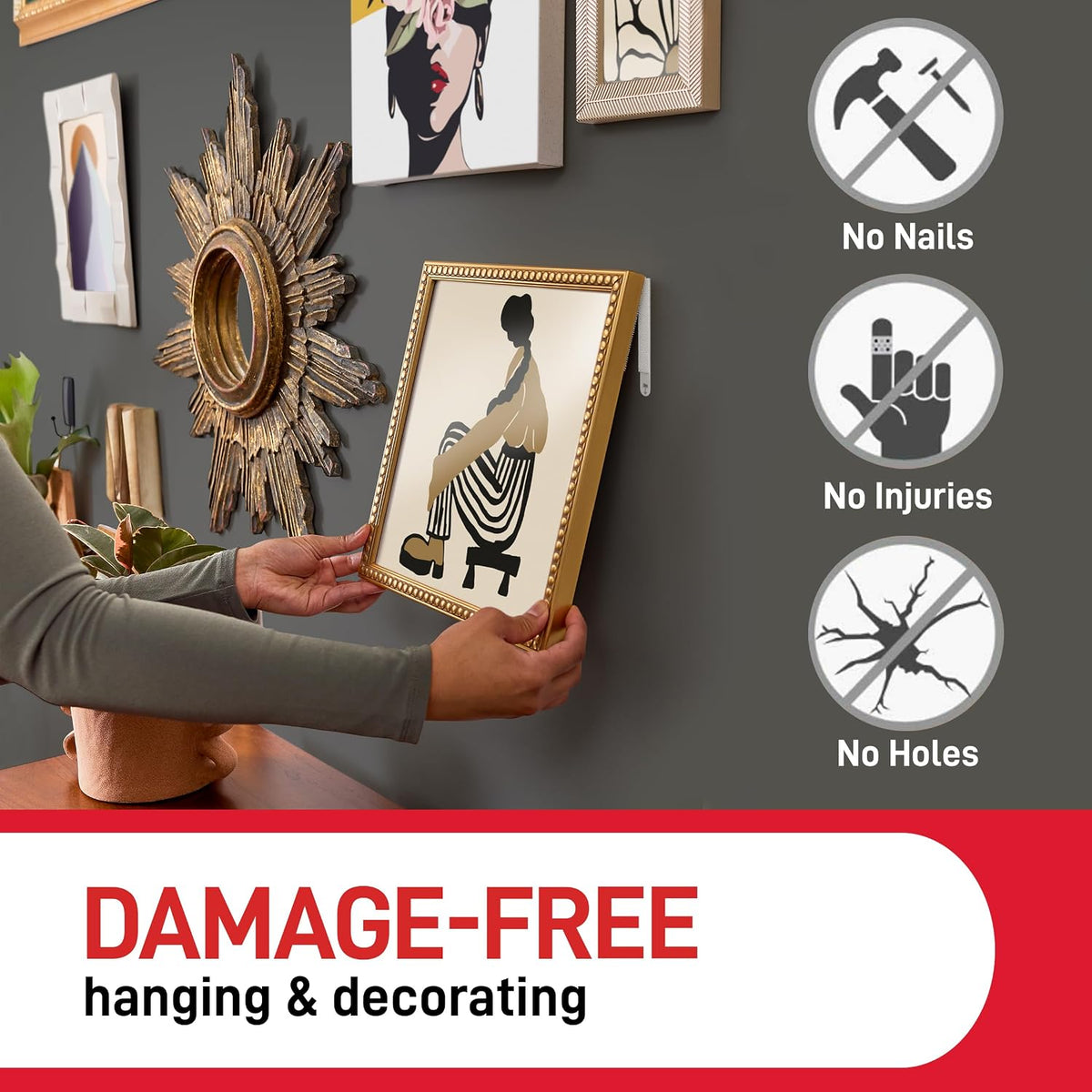 Command Picture Hanging Strips, Narrow, 4 Pairs (8 Adhesive Strips)