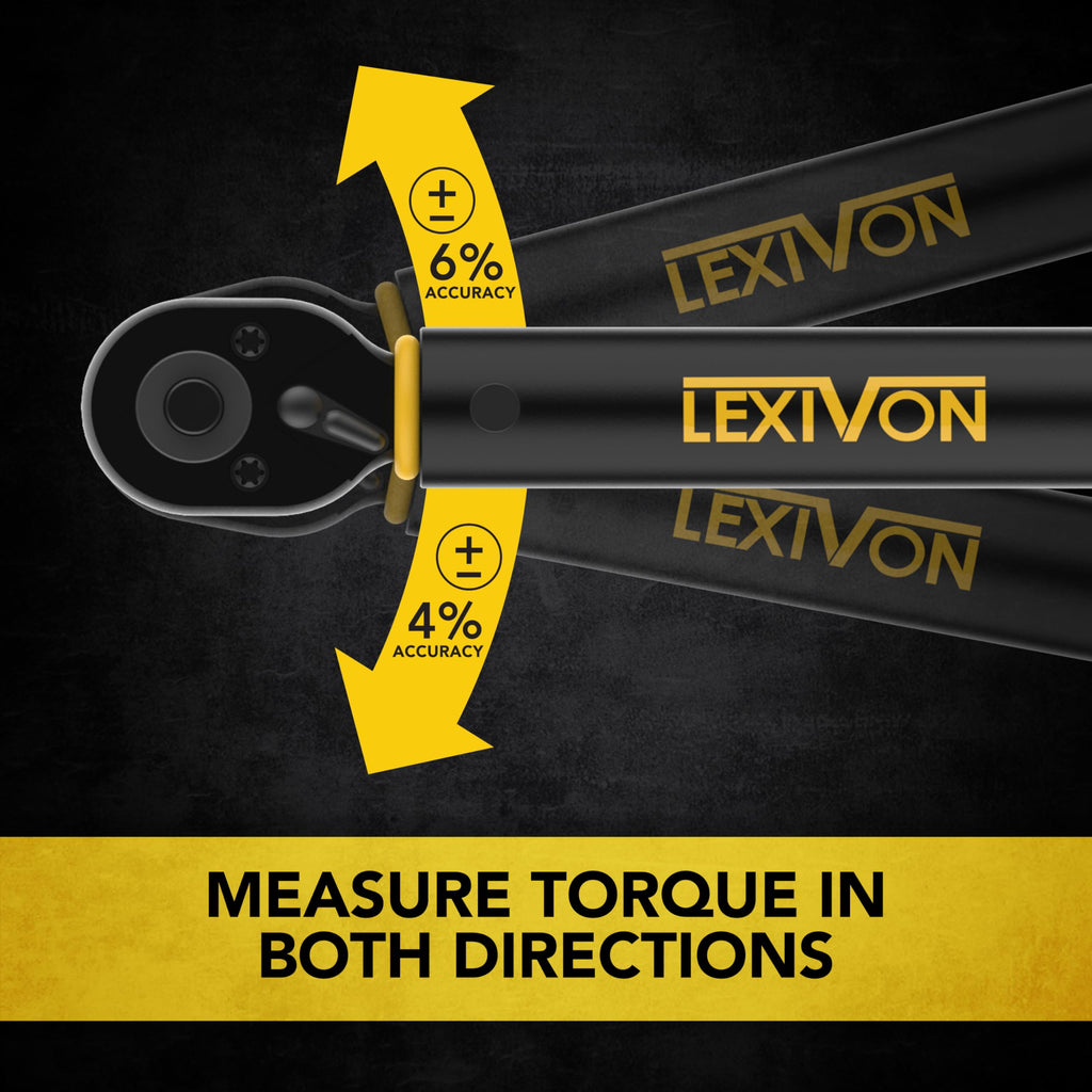 LEXIVON Torque Wrench 1/2-Inch Drive Click 10~150 Ft-Lb/13.6~203.5 Nm (LX-183)