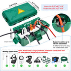 Hrensaw Medium Outdoor Electrical Box(10.6x5.5x4.5inch),Weatherproof Connection Box w/6 Cable Entry,IP54 Waterproof Extension Cord Cover Protect Power Strip,Timer,Plug,Holiday Lights,Black