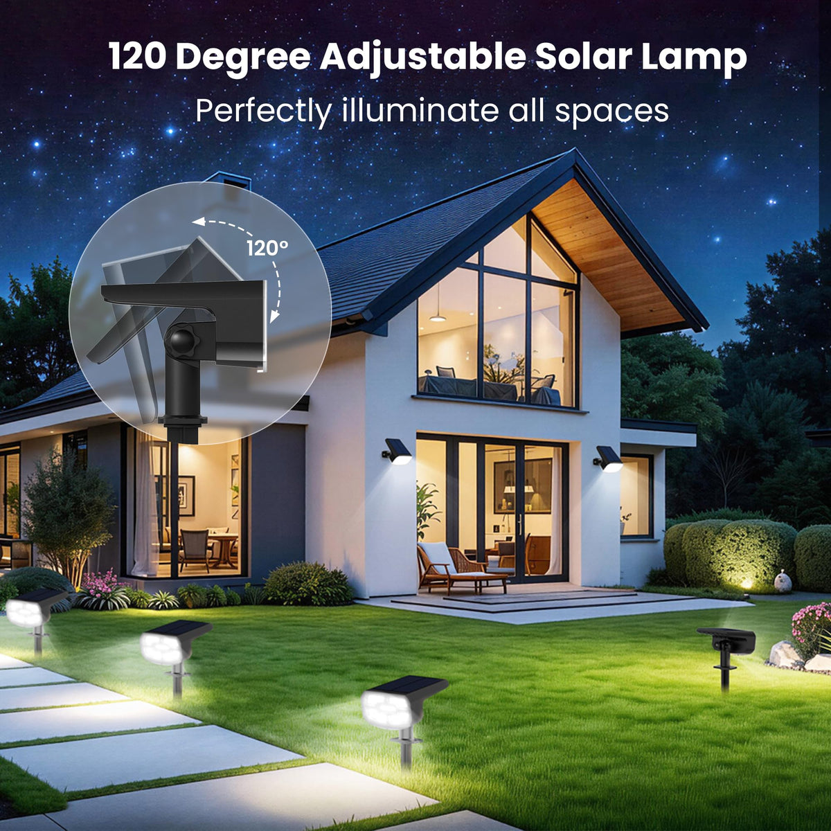 JEJOT Solar Spot Lights Outdoor Waterproof, Solar Spotlights, 2 Pack