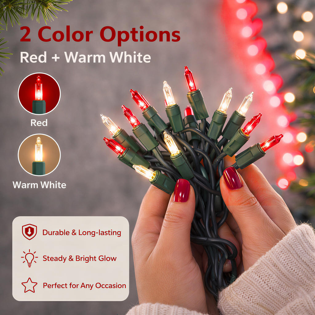 TW SHINE Warm White Christmas Lights Outdoor, 20FT 100 Count Incandescent Christmas Light Indoor, Waterproof Christmas Tree String Lights for Xmas Decorations