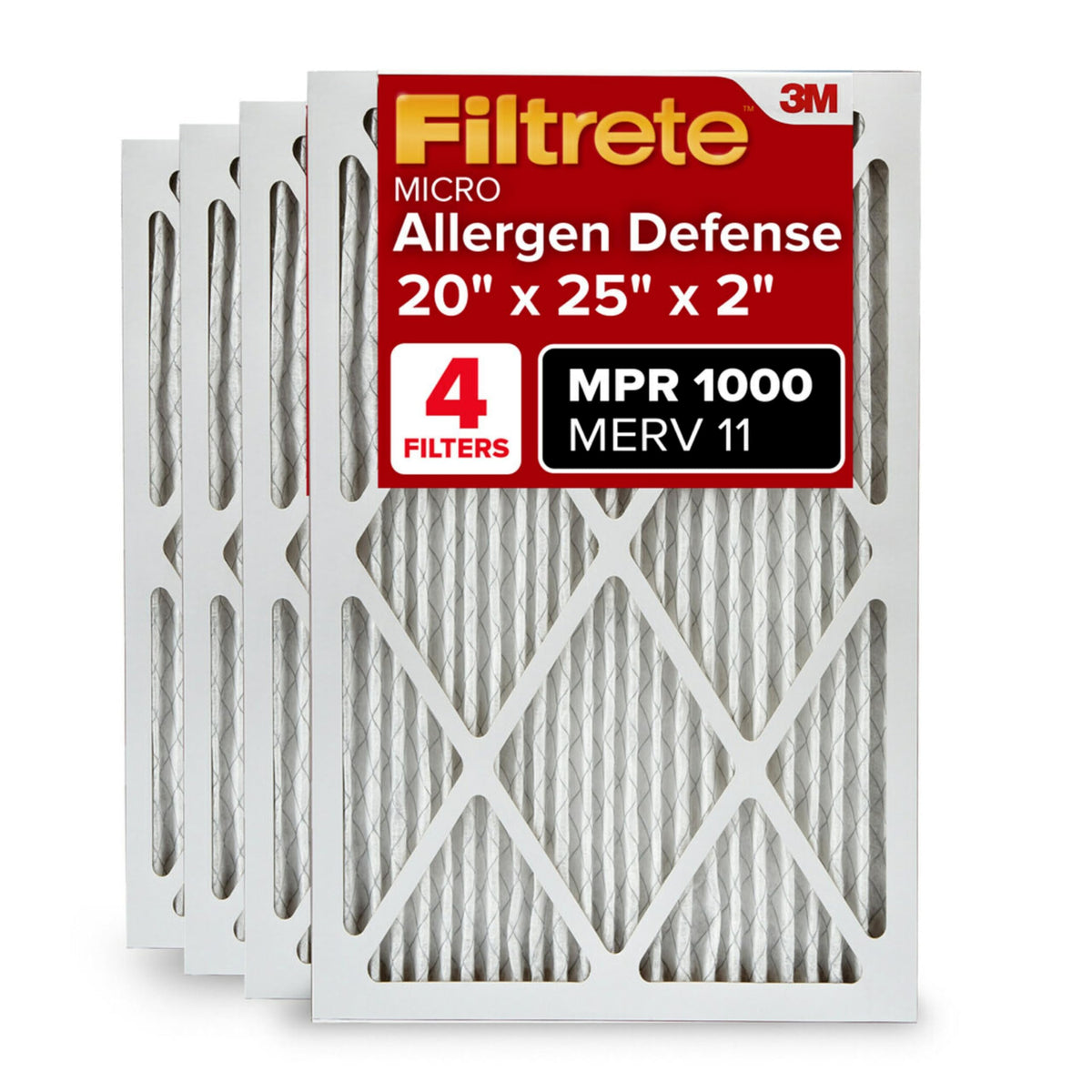 Filtrete 16x25x1 Air Filter, MERV 11, MPR 1000, 4 HVAC Filters