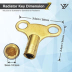 WZ Radiator Bleed Key UK, Solid Brass Radiator Key for Bleeding, Pack of 2