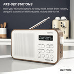 DAB/DAB+ & FM Portable Digital Radio | Simple Controls | Dual Alarms & Sleep Timer | Battery & Mains Powered (4x”AA”) | Bluetooth | Perfect for Home, Office or Outdoors | AZATOM Desire X2 (Oak)