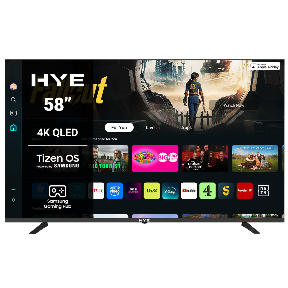 HYE 24" LED Smart TV - HD Ready, Samsung Tizen OS & Gaming Hub, Black