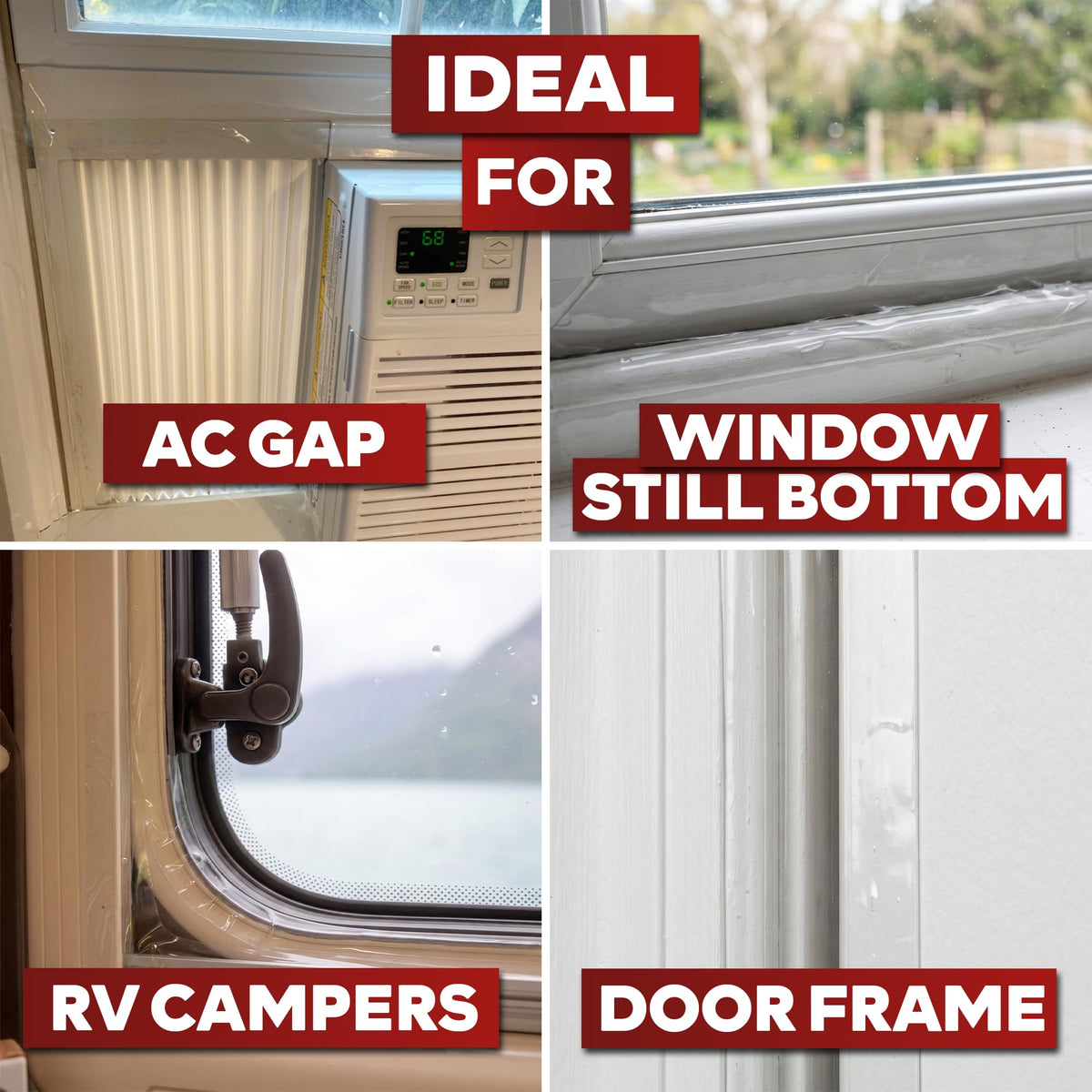 XFasten Transparent Window Weather Sealing Tape, 2-Inch x 30 Yards (50.8mm x 27.43m), Clear Window Draft Isolation Sealing Film Tape, No Residue