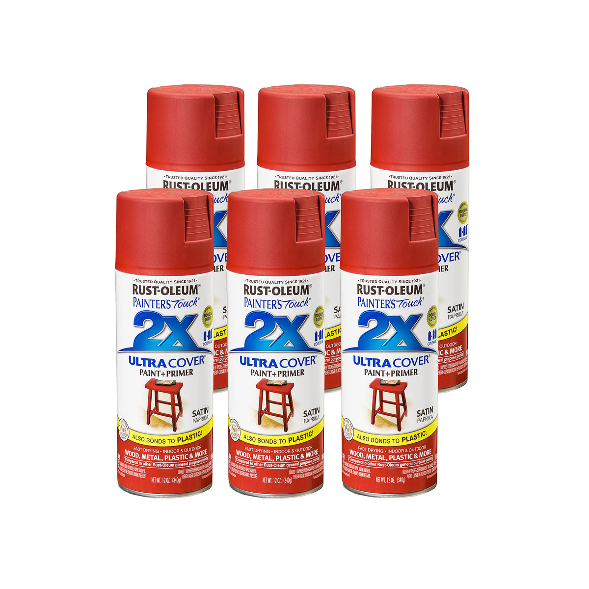 Rust-Oleum 334023-6PK Painter's Touch 2X Ultra Cover Spray Paint, 12 oz, Gloss Almond, 6 Pack