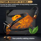 TV Aerial Cable 10m, 75 Ohm Coaxial Lead, IEC 9.5mm Male to Male 3C2V Pure Copper Dual Shielded, Right-Angle Connector, Female to Female Adaptor Included, Black