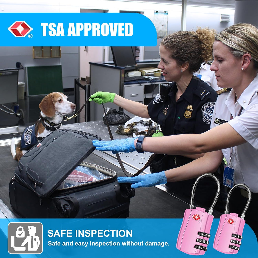 Diyife TSA Approved Luggage Locks with Flexible Steel Cable, Easy to Set up