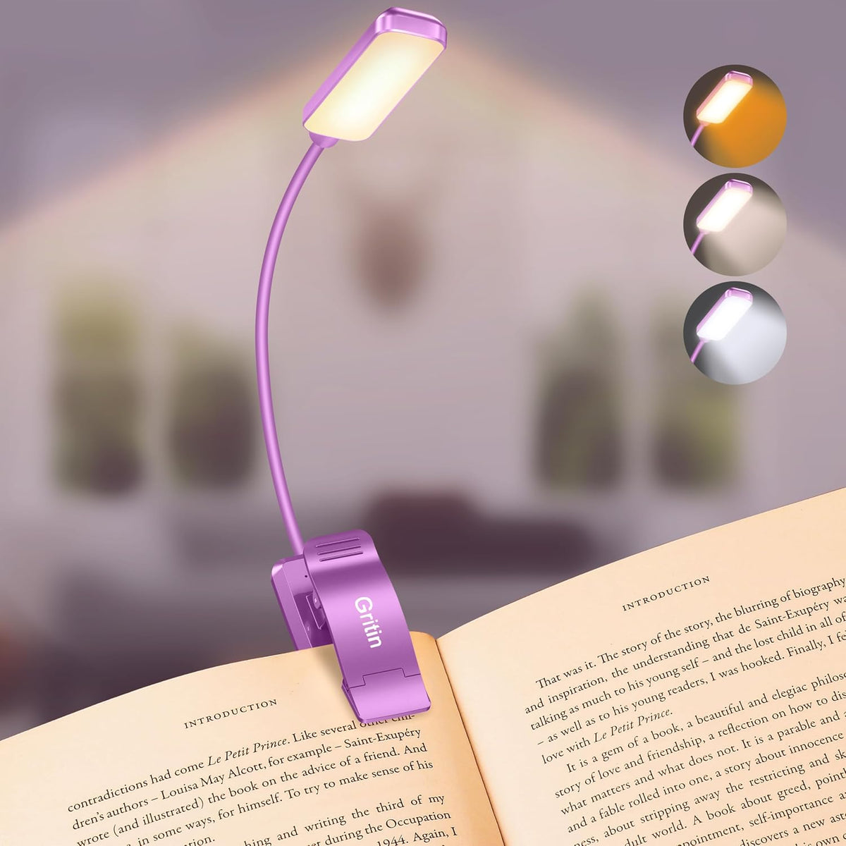 Gritin 9 LED Rechargeable Book Light for Reading in Bed