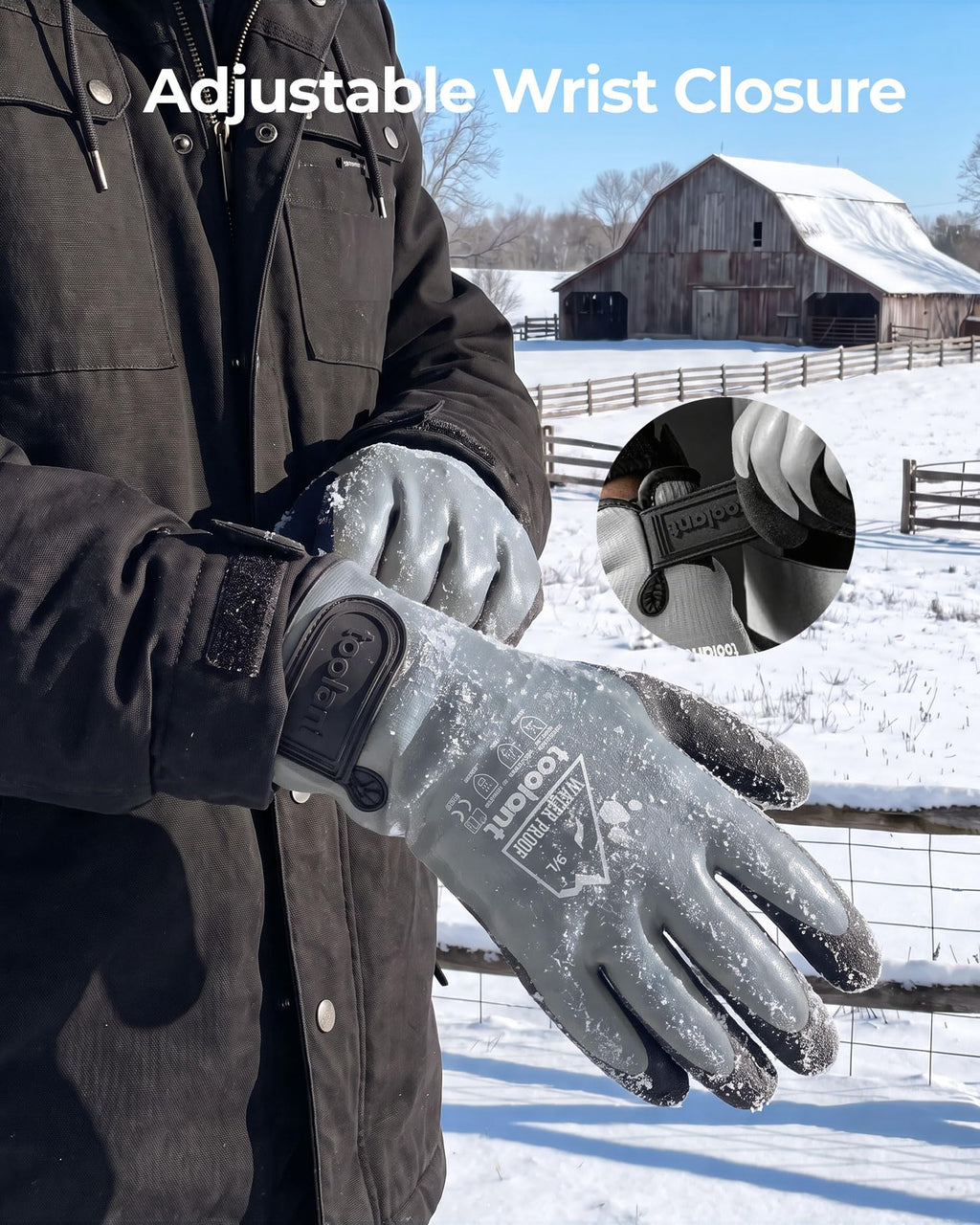 toolant 100% Waterproof Winter Work Gloves, Thermal Insulation with Grip