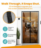 Flux Phenom Magnetic Screen Door - Bugs Out, Breeze in - 9min Install Auto-Sealing Heavy Duty Double Stitched Mesh, 52 Magnets, Hands Free Sliding & Patio Doors Net, Pet & Kid Friendly, 38 x 82 Inch