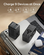 MOMAX Universal Travel Adapter 70W GaN, Travel Plug Adapter for UK/EU/AU/US