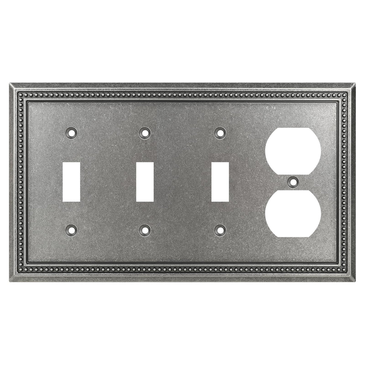 Sunken Pearls Heavy-Duty 4 Toggle Light Switch Plate, Antique Brass, 1 Pack