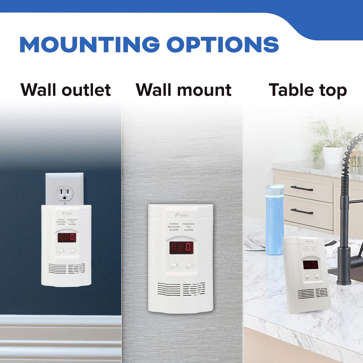 Kidde Carbon Monoxide & Explosive Gas Alarm, Plug-in & AA Battery, COPDLG