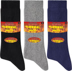 Niofind Warm Thermal Socks for Men Women, Full Cushion Winter Socks, Crew Length Black Heavy Duty Heated Cotton Boot Sock for Work Outdoor Walking, Hiking, Running, 3/6 Pairs, Gifts for Men women