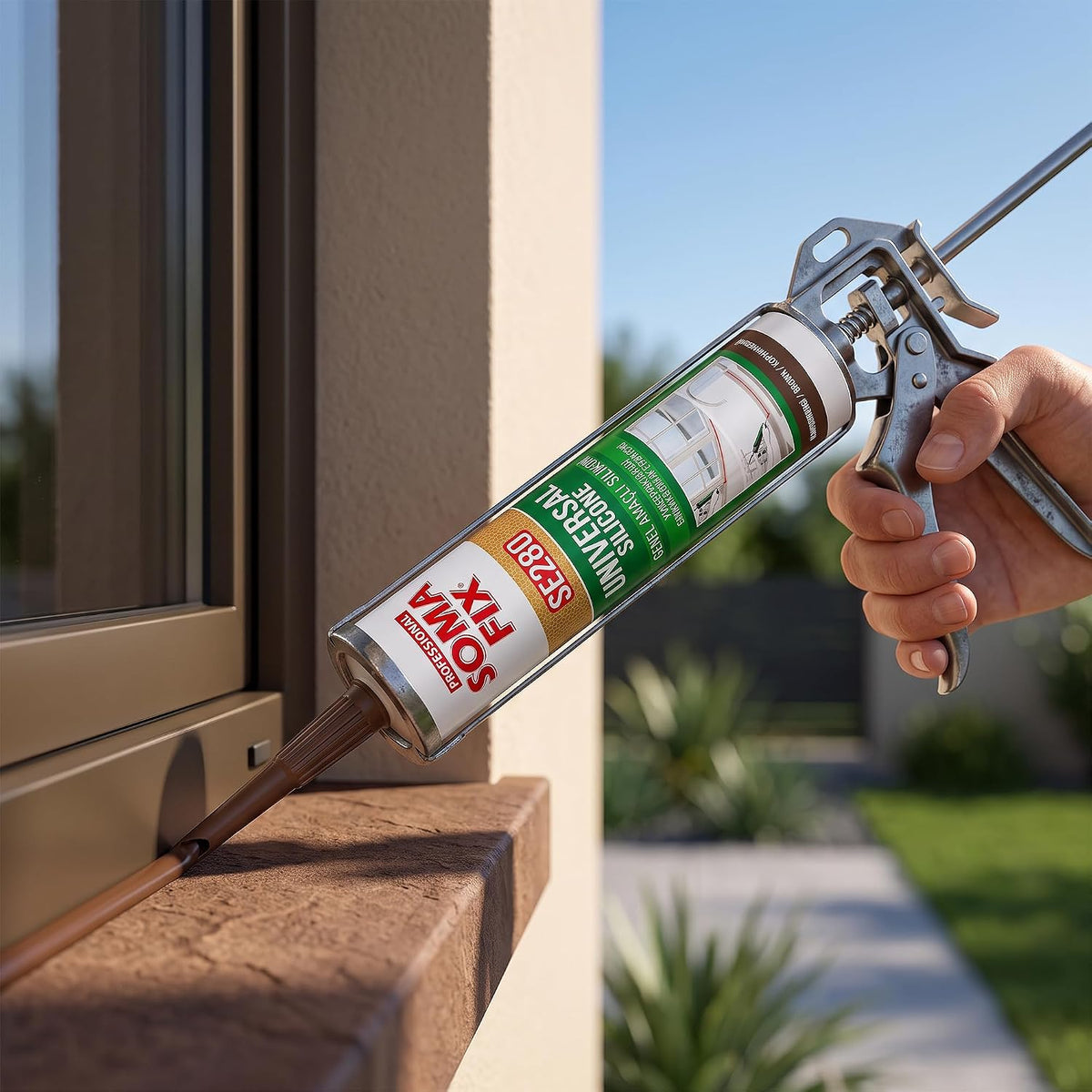 Brown Silicone Sealant, Waterproof & Flexible Sealant and Adhesive - 280ml
