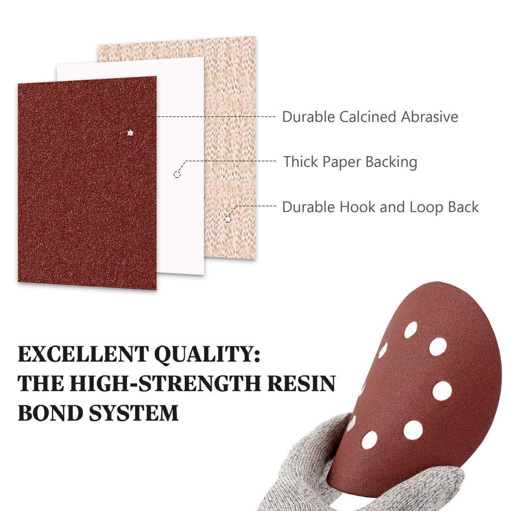 S SATC Sanding Discs 60 Grit 110Pcs Orbital Sander Discs 125mm Hook and Loop Round Orbital Sander Pads for Sanding
