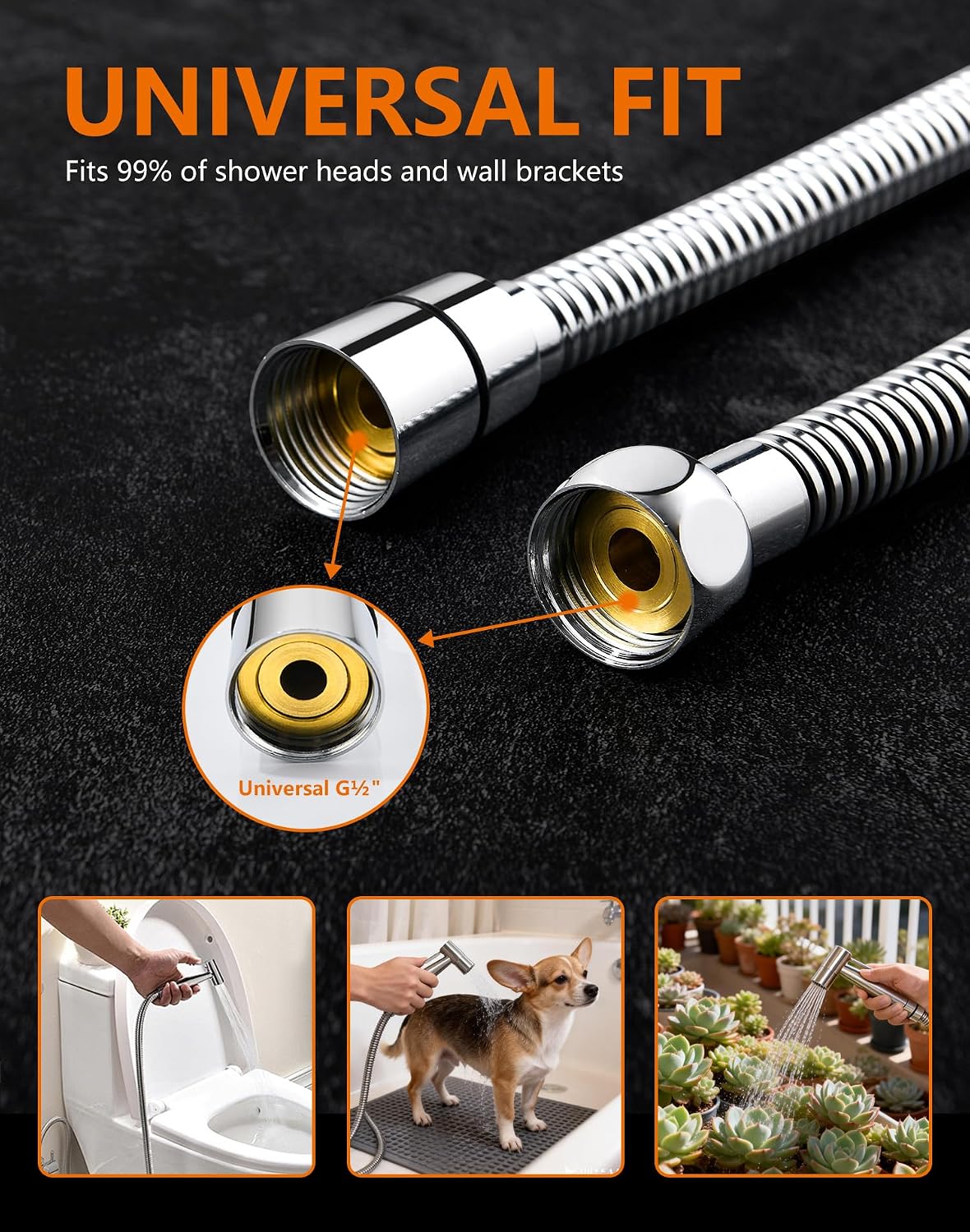 Shower Hose 3m, GRIFEMA G851-30 Stainless Steel Shower Pipe, Anti-Kink
