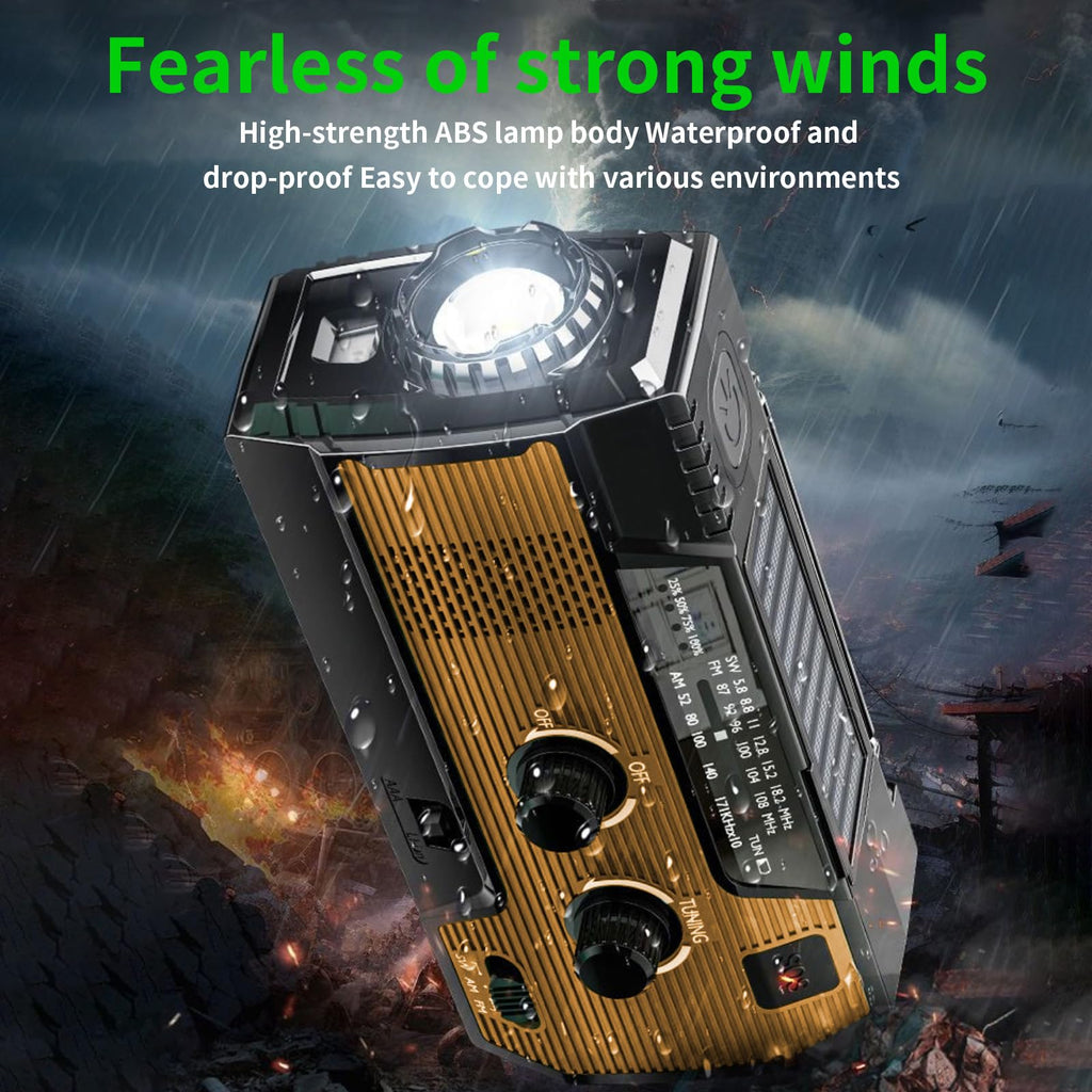 SOLARBABY Wind Up Solar Radio, Emergency Hand Crank Self Powered AM/FM Survival Solar Weather Radio with LED Flashlight,SOS Alarm,2000mAh Emergency Power Bank for Smart Phone (M-Orange)