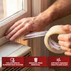 XFasten Transparent Window Weather Sealing Tape, 2-Inch x 30 Yards (50.8mm x 27.43m), Clear Window Draft Isolation Sealing Film Tape, No Residue