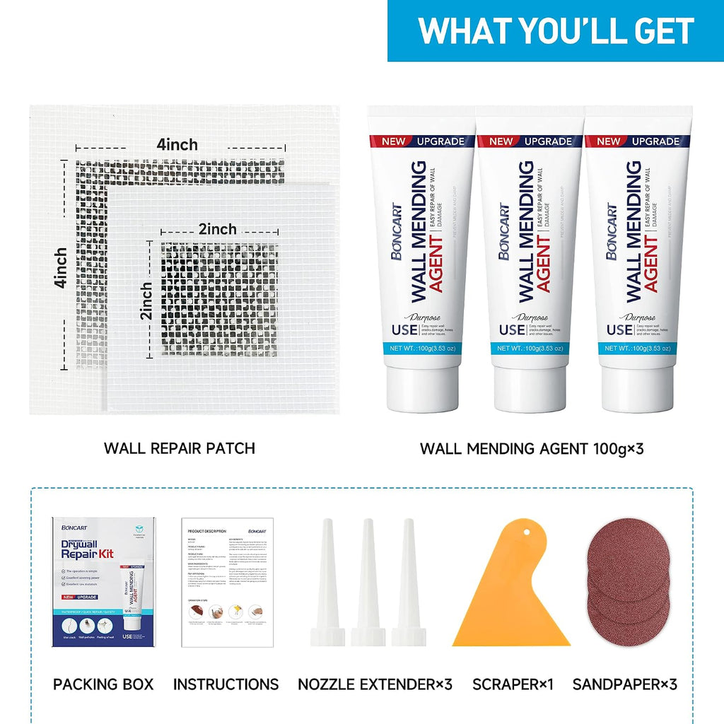 Drywall Repair Kit, 2-Pack Wall Mending Agent, Wall Spackle with Tools