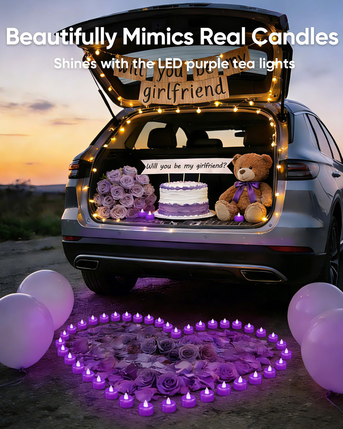 Amagic 24Pack Purple Flameless LED Tea Lights Candles Battery Operated