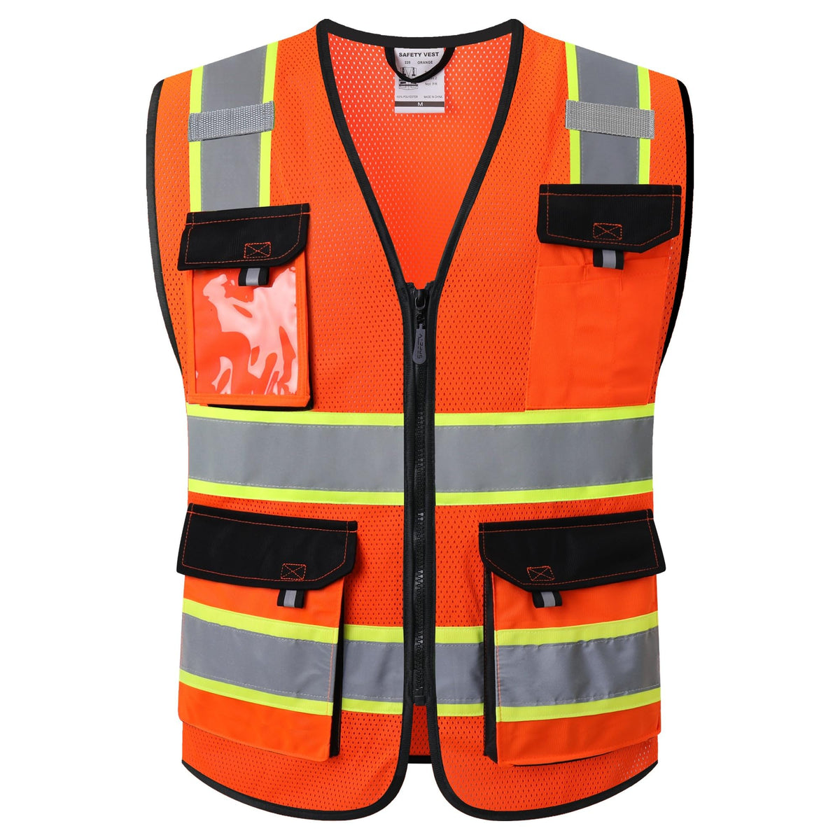 JKSafety Safety Vest for Men Women Hi Vis Reflective Vest JK220 OBlack L