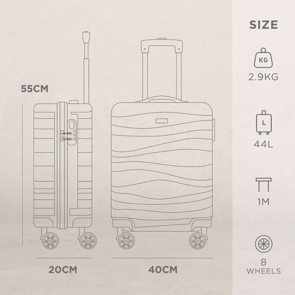 Avio Carry-On Cabin Luggage 55x40x20cm | Hard Shell Suitcase 4 Wheels