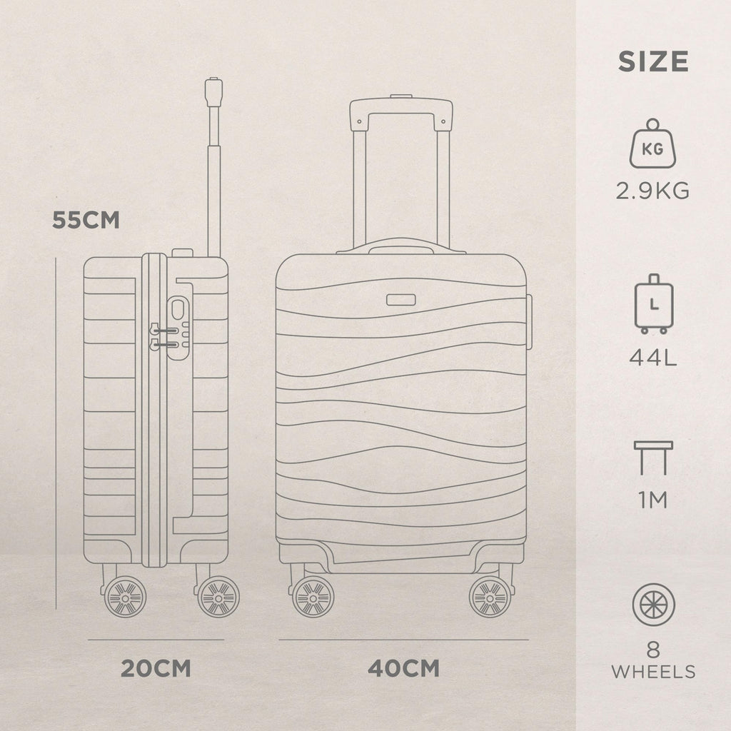 Avio Carry-On Cabin Luggage 55x40x20cm | Hard Shell Suitcase 4 Wheels