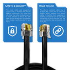 ASNQ RJ11 Cable for ADSL Router, Modem, Telephone, 2m, Flat, Black
