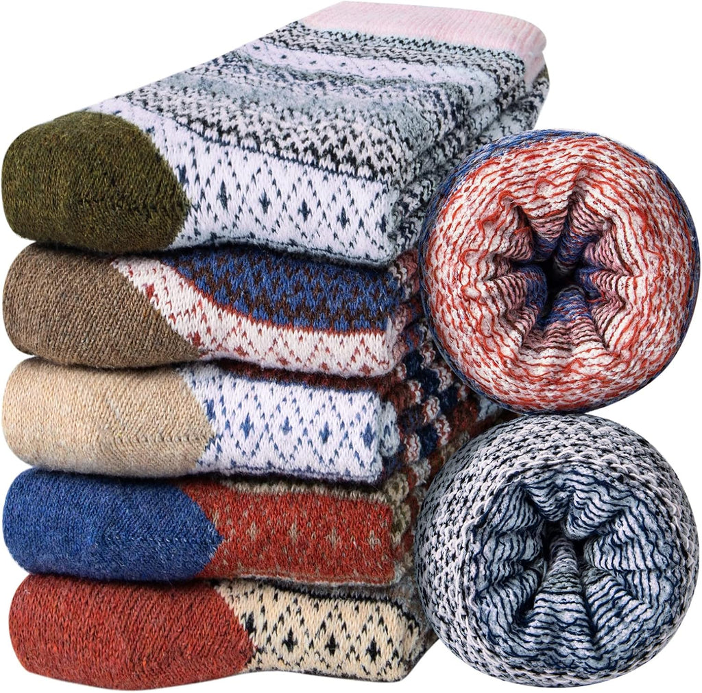 Ladies Socks Wool Thermal Fluffy Gifts For Women 5 Pairs
