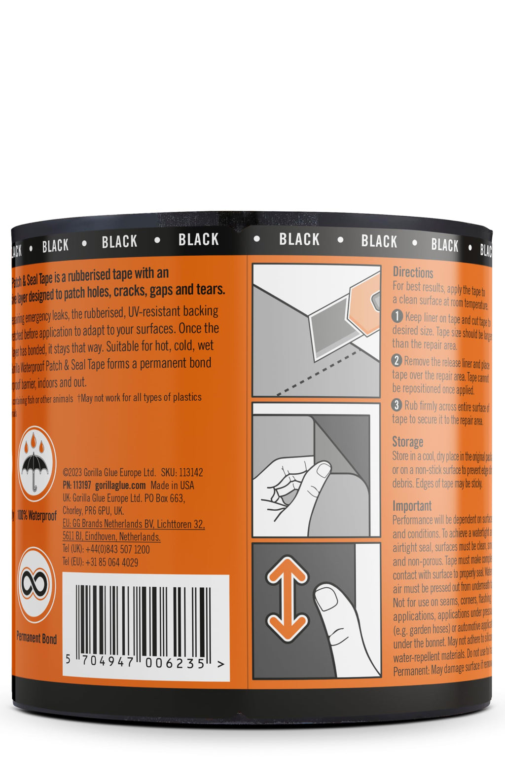Gorilla Waterproof Patch & Seal Tape White 3m