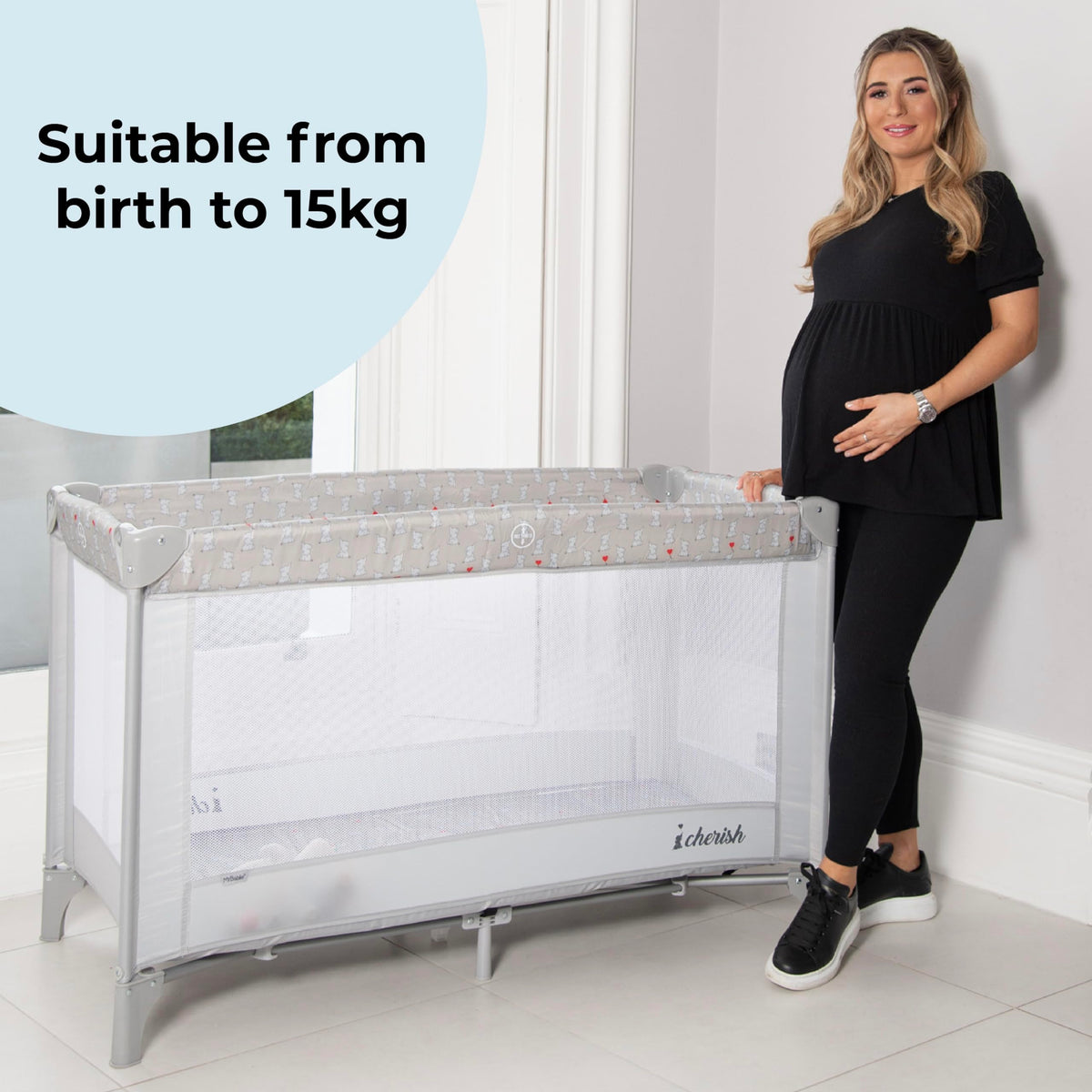 My Babiie MBTC1 Travel Cot from Birth to 15kg - Blush Pink