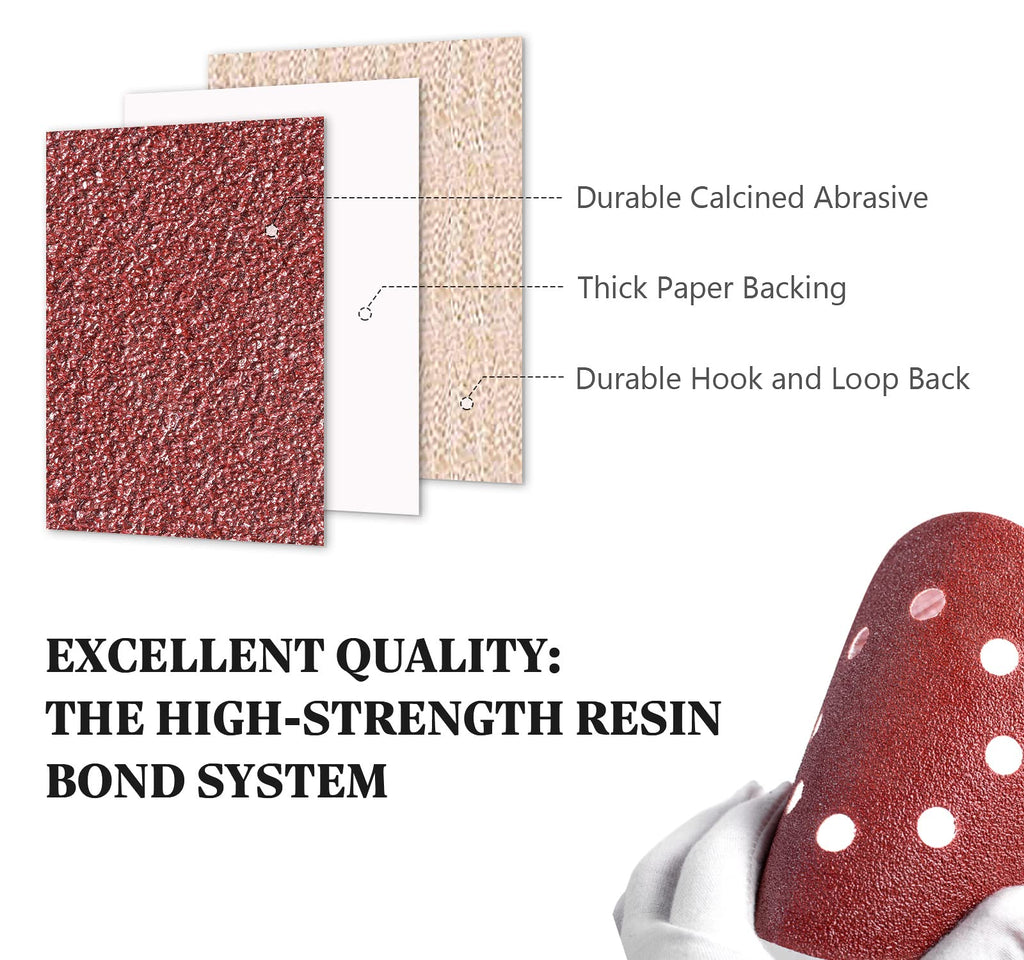 S SATC Sanding Discs 60 Grit 110Pcs Orbital Sander Discs 125mm Hook and Loop Round Orbital Sander Pads for Sanding