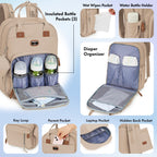 Dikaslon Baby Changing Bag Backpack, Large Nappy Back Pack Multifunction Baby Bags with Portable Changing Mat, Pacifier Holder, and Stroller Straps, for Mom and Dad